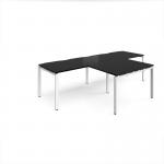 Adapt double straight desks 2800mm x 800mm with 800mm return desks - white frame, black top ER2888-WH-BK