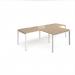 Adapt double straight desks 2800mm x 800mm with 800mm return desks - white frame, kendal oak top ER2888-WH-KO