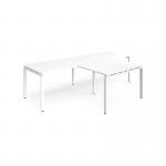 Adapt double straight desks 2800mm x 800mm with 800mm return desks - white frame, white top ER2888-WH-WH