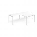 Adapt double straight desks 2800mm x 800mm with 800mm return desks - white frame, white top ER2888-WH-WH