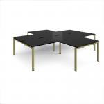 Adapt back to back 4 desk cluster 3200mm x 1600mm with 800mm return desks - green frame, black top ER32168-GN-BK