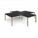 Adapt back to back 4 desk cluster 3200mm x 1600mm with 800mm return desks - green frame, black top ER32168-GN-BK