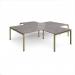 Adapt back to back 4 desk cluster 3200mm x 1600mm with 800mm return desks - green frame, grey oak top ER32168-GN-GO