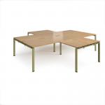 Adapt back to back 4 desk cluster 3200mm x 1600mm with 800mm return desks - green frame, oak top ER32168-GN-O
