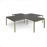 Adapt back to back 4 desk cluster 3200mm x 1600mm with 800mm return desks - green frame, storm grey top ER32168-GN-OG