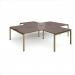 Adapt back to back 4 desk cluster 3200mm x 1600mm with 800mm return desks - green frame, walnut top ER32168-GN-W