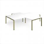 Adapt back to back 4 desk cluster 3200mm x 1600mm with 800mm return desks - green frame, white top ER32168-GN-WH