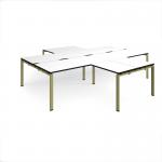 Adapt back to back 4 desk cluster 3200mm x 1600mm with 800mm return desks - green frame, white top, black edge ER32168-GN-WK