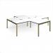 Adapt back to back 4 desk cluster 3200mm x 1600mm with 800mm return desks - green frame, white top, black edge ER32168-GN-WK