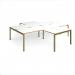 Adapt back to back 4 desk cluster 3200mm x 1600mm with 800mm return desks - green frame, white top, oak edge ER32168-GN-WO