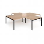 Adapt back to back 4 desk cluster 3200mm x 1600mm with 800mm return desks - black frame, beech top ER32168-K-B