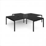 Adapt back to back 4 desk cluster 3200mm x 1600mm with 800mm return desks - black frame, black top ER32168-K-BK
