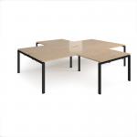 Adapt back to back 4 desk cluster 3200mm x 1600mm with 800mm return desks - black frame, kendal oak top ER32168-K-KO