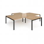 Adapt back to back 4 desk cluster 3200mm x 1600mm with 800mm return desks - black frame, oak top ER32168-K-O