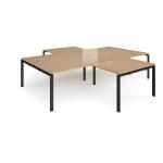 Adapt back to back 4 desk cluster 3200mm x 1600mm with 800mm return desks - black frame and oak top