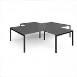 Adapt back to back 4 desk cluster 3200mm x 1600mm with 800mm return desks - black frame, storm grey top ER32168-K-OG