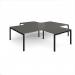 Adapt back to back 4 desk cluster 3200mm x 1600mm with 800mm return desks - black frame, storm grey top ER32168-K-OG