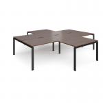 Adapt back to back 4 desk cluster 3200mm x 1600mm with 800mm return desks - black frame and walnut top