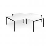 Adapt back to back 4 desk cluster 3200mm x 1600mm with 800mm return desks - black frame and white top