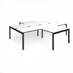 Adapt back to back 4 desk cluster 3200mm x 1600mm with 800mm return desks - black frame, white top, black edge ER32168-K-WK