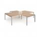 Adapt back to back 4 desk cluster 3200mm x 1600mm with 800mm return desks - silver frame, beech top ER32168-S-B