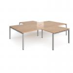 Adapt back to back 4 desk cluster 3200mm x 1600mm with 800mm return desks - silver frame and beech top