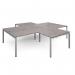 Adapt back to back 4 desk cluster 3200mm x 1600mm with 800mm return desks - silver frame, grey oak top ER32168-S-GO