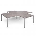 Adapt back to back 4 desk cluster 3200mm x 1600mm with 800mm return desks - silver frame, grey oak top ER32168-S-GO