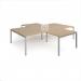 Adapt back to back 4 desk cluster 3200mm x 1600mm with 800mm return desks - silver frame, kendal oak top ER32168-S-KO
