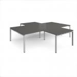 Adapt back to back 4 desk cluster 3200mm x 1600mm with 800mm return desks - silver frame, storm grey top ER32168-S-OG