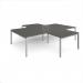 Adapt back to back 4 desk cluster 3200mm x 1600mm with 800mm return desks - silver frame, storm grey top ER32168-S-OG