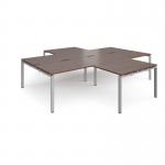 Adapt back to back 4 desk cluster 3200mm x 1600mm with 800mm return desks - silver frame, walnut top ER32168-S-W