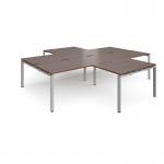 Adapt back to back 4 desk cluster 3200mm x 1600mm with 800mm return desks - silver frame, walnut top ER32168-S-W