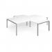 Adapt back to back 4 desk cluster 3200mm x 1600mm with 800mm return desks - silver frame, white top ER32168-S-WH