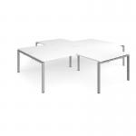 Adapt back to back 4 desk cluster 3200mm x 1600mm with 800mm return desks - silver frame, white top ER32168-S-WH