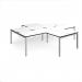 Adapt back to back 4 desk cluster 3200mm x 1600mm with 800mm return desks - silver frame, white top, black edge ER32168-S-WK