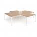 Adapt back to back 4 desk cluster 3200mm x 1600mm with 800mm return desks - white frame, beech top ER32168-WH-B