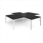 Adapt back to back 4 desk cluster 3200mm x 1600mm with 800mm return desks - white frame, black top ER32168-WH-BK