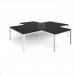 Adapt back to back 4 desk cluster 3200mm x 1600mm with 800mm return desks - white frame, black top ER32168-WH-BK
