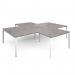 Adapt back to back 4 desk cluster 3200mm x 1600mm with 800mm return desks - white frame, grey oak top ER32168-WH-GO