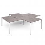 Adapt back to back 4 desk cluster 3200mm x 1600mm with 800mm return desks - white frame, grey oak top ER32168-WH-GO