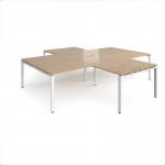 Adapt back to back 4 desk cluster 3200mm x 1600mm with 800mm return desks - white frame, kendal oak top ER32168-WH-KO