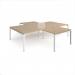 Adapt back to back 4 desk cluster 3200mm x 1600mm with 800mm return desks - white frame, kendal oak top ER32168-WH-KO