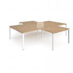 Adapt back to back 4 desk cluster 3200mm x 1600mm with 800mm return desks - white frame, oak top ER32168-WH-O