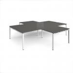 Adapt back to back 4 desk cluster 3200mm x 1600mm with 800mm return desks - white frame, storm grey top ER32168-WH-OG