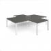 Adapt back to back 4 desk cluster 3200mm x 1600mm with 800mm return desks - white frame, storm grey top ER32168-WH-OG