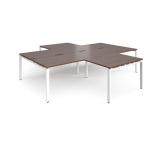 Adapt back to back 4 desk cluster 3200mm x 1600mm with 800mm return desks - white frame, walnut top ER32168-WH-W