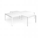 Adapt back to back 4 desk cluster 3200mm x 1600mm with 800mm return desks - white frame, white top ER32168-WH-WH