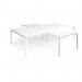 Adapt back to back 4 desk cluster 3200mm x 1600mm with 800mm return desks - white frame, white top ER32168-WH-WH