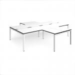 Adapt back to back 4 desk cluster 3200mm x 1600mm with 800mm return desks - white frame, white top, black edge ER32168-WH-WK